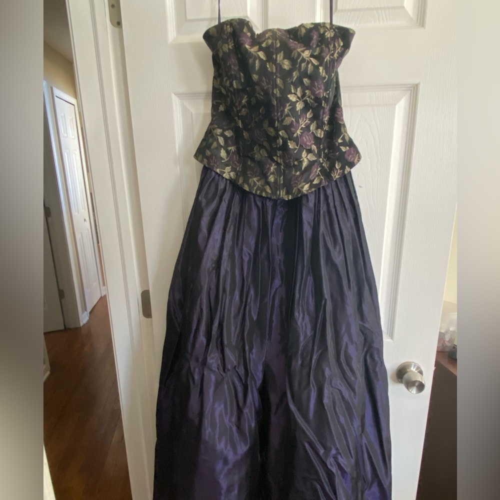 Size 11, vintage ball gown, plum color with corset top